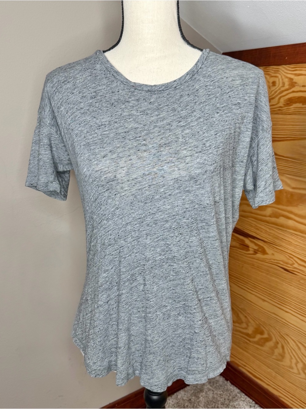 Madewell Whisper Cotton Crewneck Tee Small S Grey Heather Short Sleeve C0984